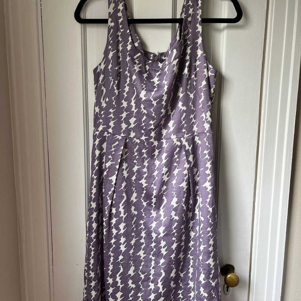 Ann Taylor Purple A-Line Midi Dress Scoop Neck Sleeveless